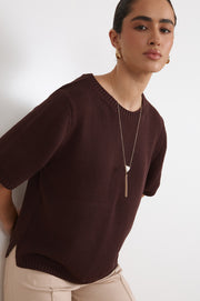 Stone Tassel Pendant Necklace (White/Gold)