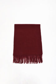 Wool Blend Fringe Edge Scarf (Burgundy)