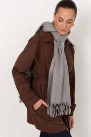Wool Blend Fringe Edge Scarf (Olive)