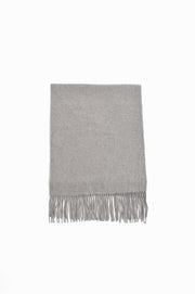 Wool Blend Fringe Edge Scarf (Grey)