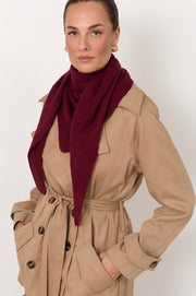 Wool Blend Triangle Scarf (Burgundy)