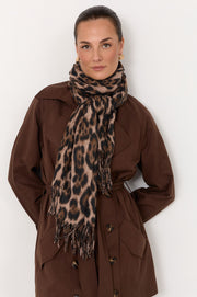 Fringed Animal Print Scarf (Cheetah)