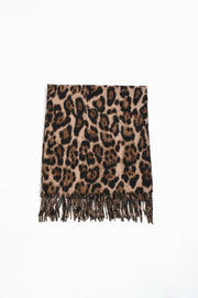 Fringed Animal Print Scarf (Cheetah)