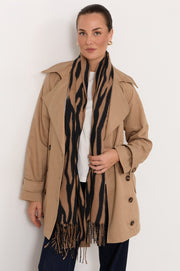 Fringed Animal Print Scarf (Zebra)