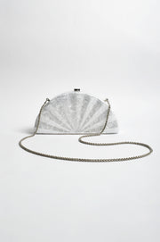 Pia Fan Shell Resin Structured Clutch (Pearl)