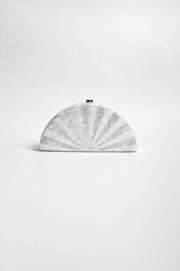 Pia Fan Shell Resin Structured Clutch (Pearl)