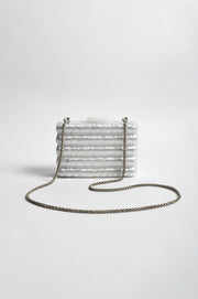 Lucette Wavy Resin Structured Clutch (Pearl)
