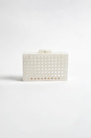 Sadie Picnic Weave Clear Structured Clutch (White/Clear)