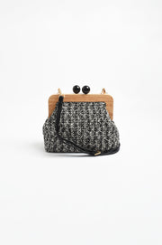 Nelly Weave Timber Clutch (Black/White)