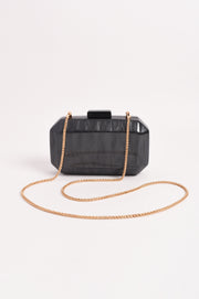 Juliana Bevelled Edge Resin Structured Clutch (Grey)