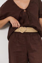 Wrapped Buckle Stretch Belt (Camel/Gold)