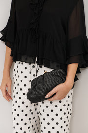 Weave Gathered Clutch (Black)