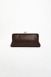 Clip Top Soft Rectangle Clutch (Chocolate)