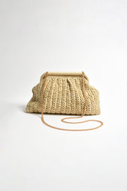 Paper Weave Gathered Clutch (Natural)