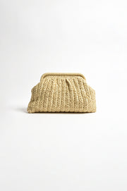 Paper Weave Gathered Clutch (Natural)