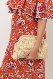 Paper Weave Gathered Clutch (Natural)