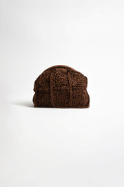 Patterned Curved Paper Weave Clutch (Chocolate)