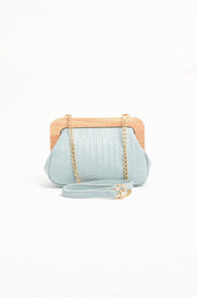 Kimmi Timber Frame Weave Clutch (Blue)