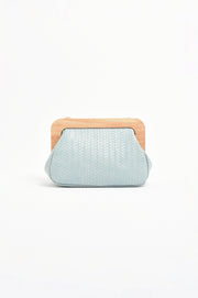 Kimmi Timber Frame Weave Clutch (Blue)