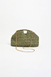 Open Handle Paper Weave Clutch (Khaki)