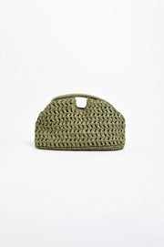 Open Handle Paper Weave Clutch (Khaki)