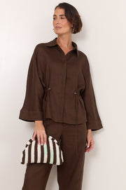 Striped Knit Event Clutch (Cream/Chocolate)
