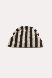 Striped Knit Event Clutch (Cream/Chocolate)