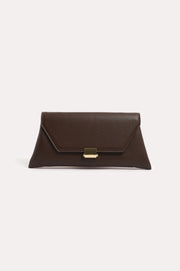 Rona Clasp Front Clutch (Chocolate)