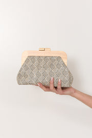 Augusta Timber Frame Clutch (Black/Natural)