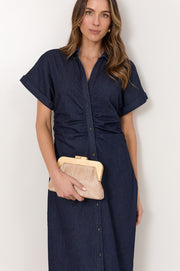 Augusta Timber Frame Clutch (Peach/Multi)