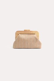 Augusta Timber Frame Clutch (Peach/Multi)