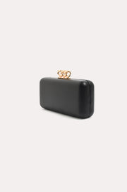 Casper Chain Detail Structured Clutch (Black/Gold)