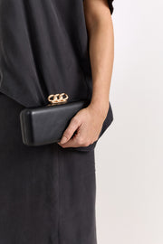 Casper Chain Detail Structured Clutch (Black/Gold)