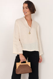 Peru Top Handle Weave Clutch (Chocolate)