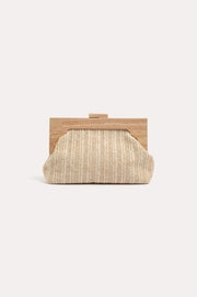 Jesse Woven Timber Frame Clutch (Natural Multi)
