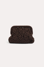 Macrame Patterned Woven Clutch (Chocolate)
