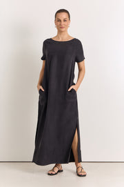 Vallery Cupro Maxi Dress (Black)