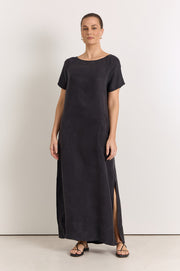 Vallery Cupro Maxi Dress (Black)