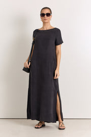 Vallery Cupro Maxi Dress (Black)