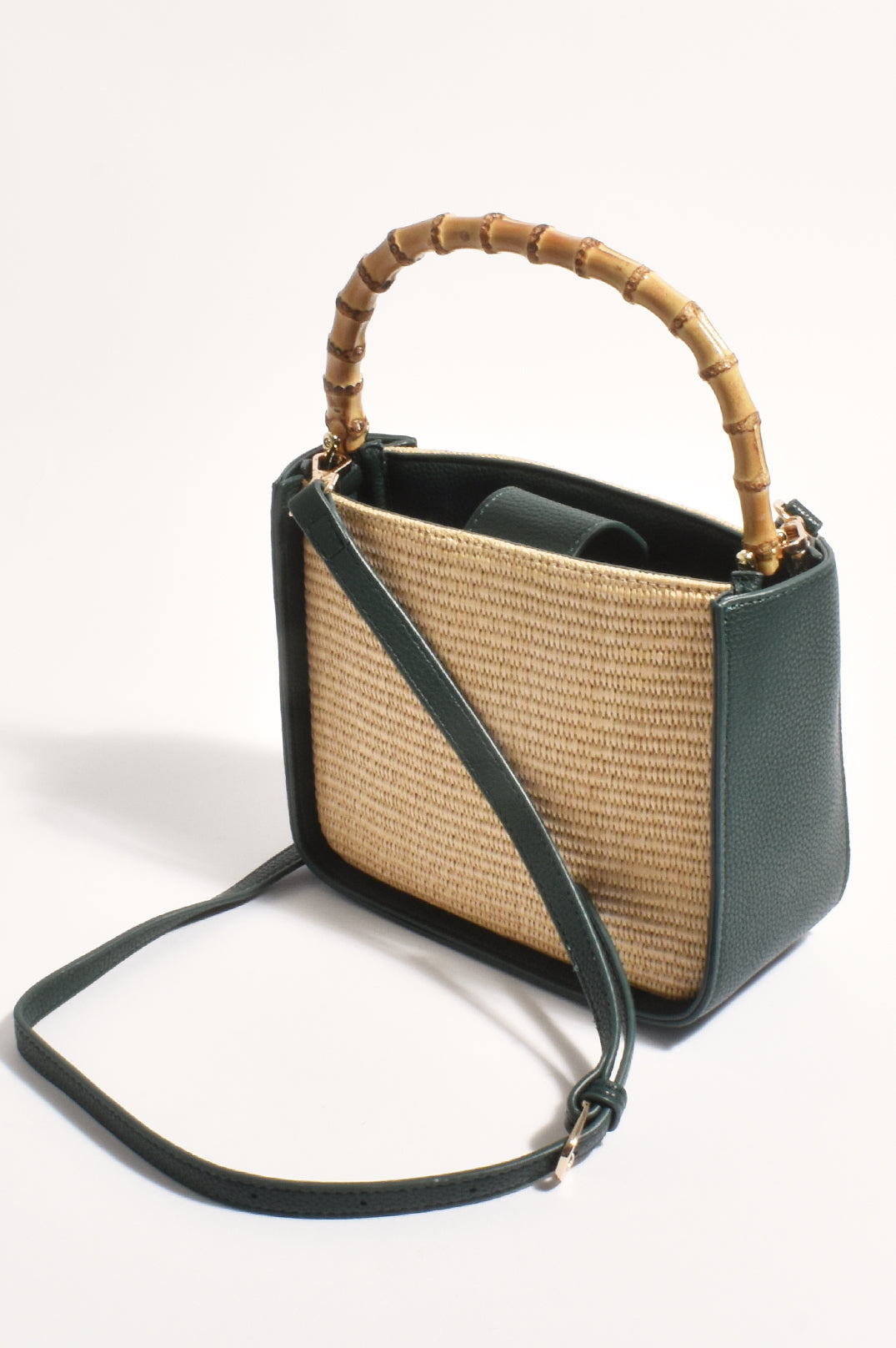 Poppi Bamboo Mini Handbag Green Natural