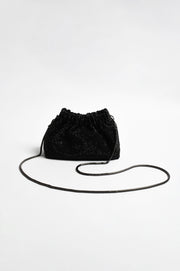 Elena Gathered Diamante Mini Bag (Black)