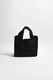 Lanie Raffia Weave Mini Tote (Black)