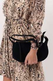 Noah Mini Faux Suede Handbag (Black)