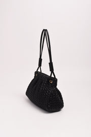 Mina Textured Gathered Handbag (Black)