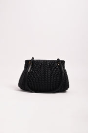 Mina Textured Gathered Handbag (Black)