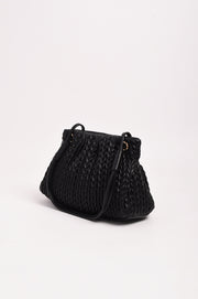Mina Textured Gathered Handbag (Black)