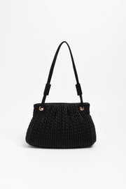 Mina Textured Gathered Handbag (Black)