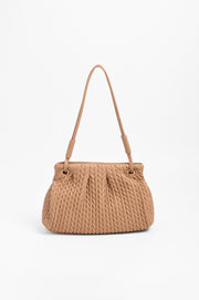 Mina Textured Gathered Handbag (Camel)