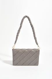 Torie Plait Handle Foldover Handbag (Grey)
