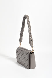 Torie Plait Handle Foldover Handbag (Grey)